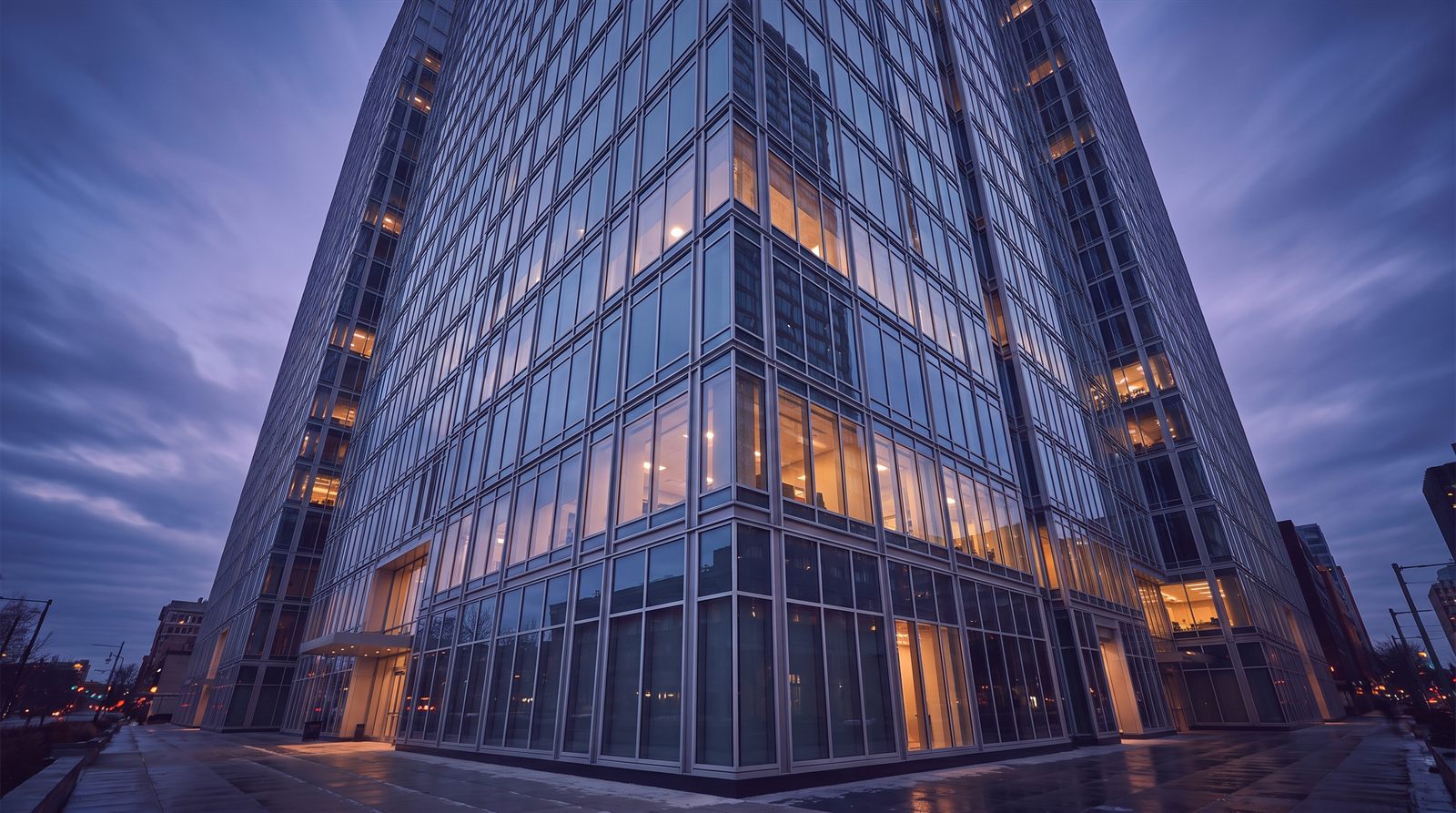 Placeholder photography: the Axiom Financial Centre curtain wall.