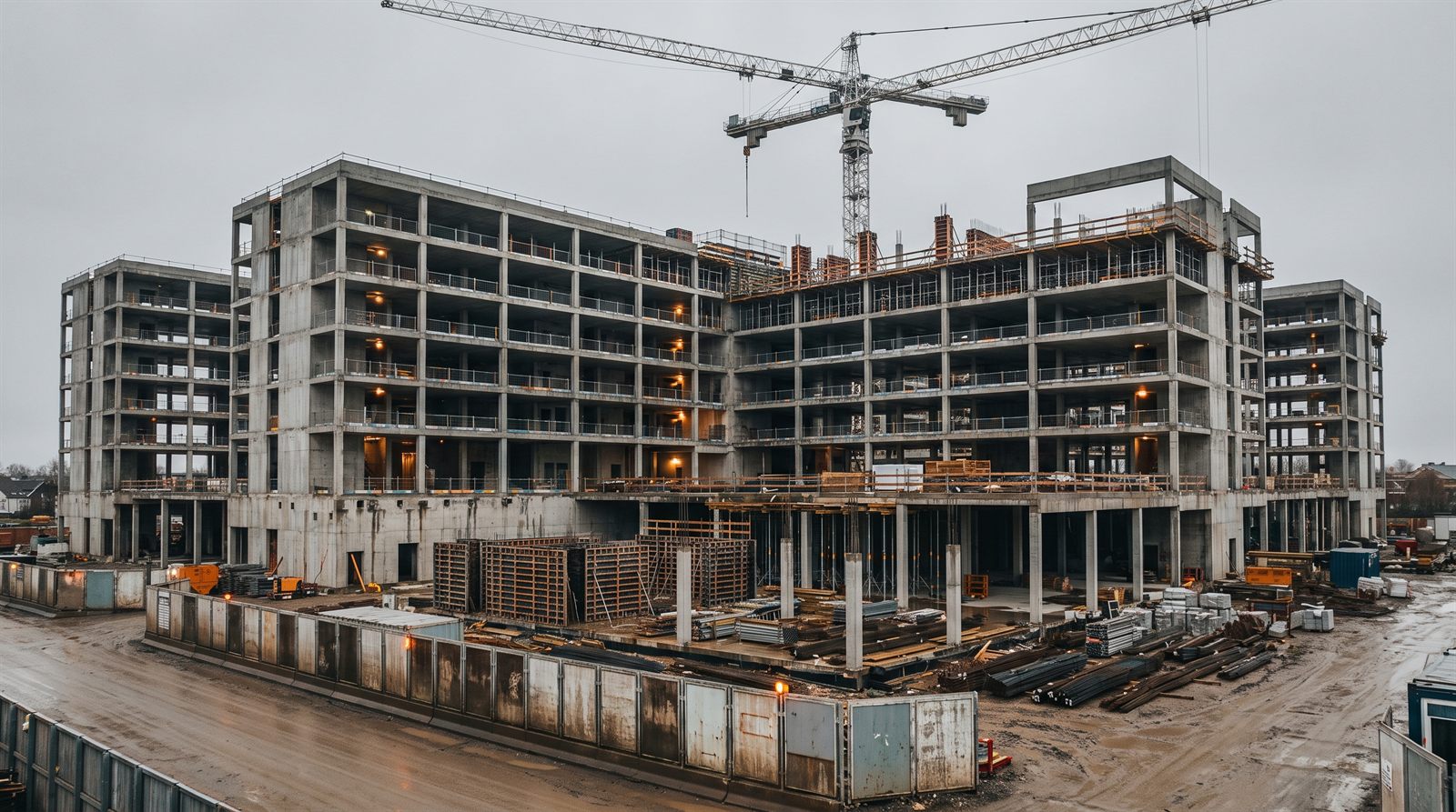 Placeholder photography: structural framing at Westgate Teaching Hospital.